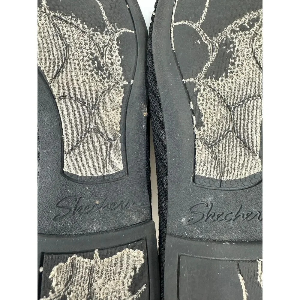 Skechers Flats Casey Ballet Flats Stretch Fit Ribbed Shoes Round Toe Sz 7 Black